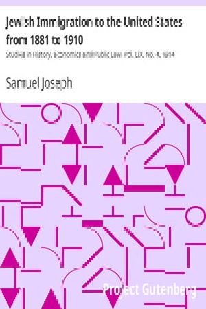 [Gutenberg 35415] • Jewish Immigration to the United States from 1881 to 1910 / Studies in History, Economics and Public Law, Vol. LIX, No. 4, 1914